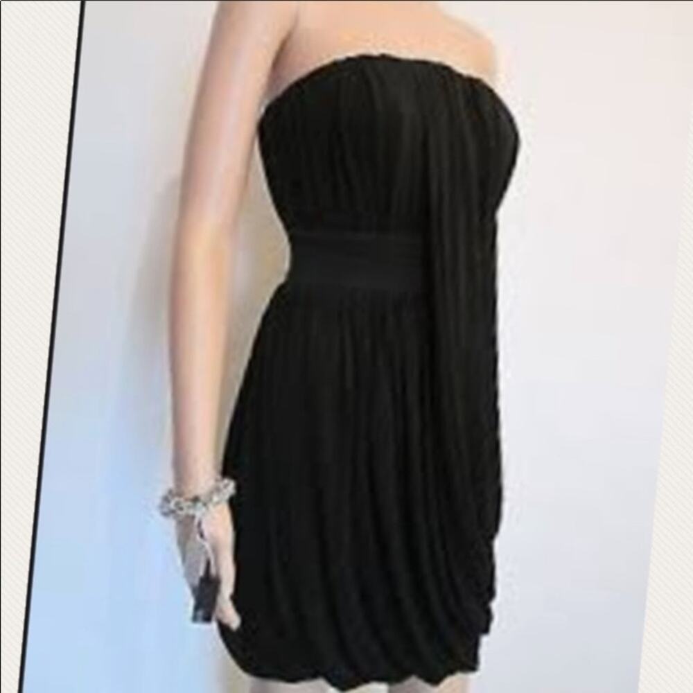 All Saints Taka Flexile Strapless Draped Black Mini Dress